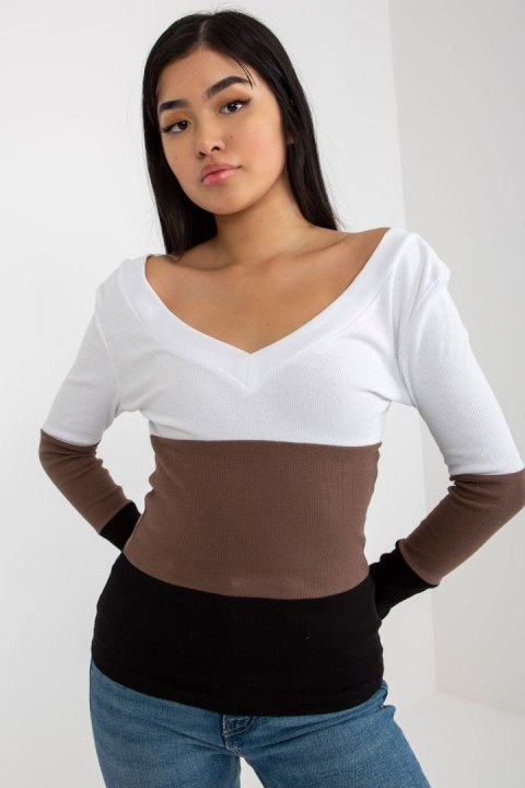 Bluzka Model RV-BZ-8429.35X White/Black - Rue Paris Bluzka Model RV-BZ-8429.35X White/Black - Rue Paris