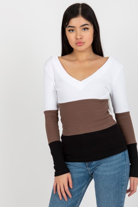 Bluzka Model RV-BZ-8429.35X White/Black - Rue Paris Bluzka Model RV-BZ-8429.35X White/Black - Rue Paris