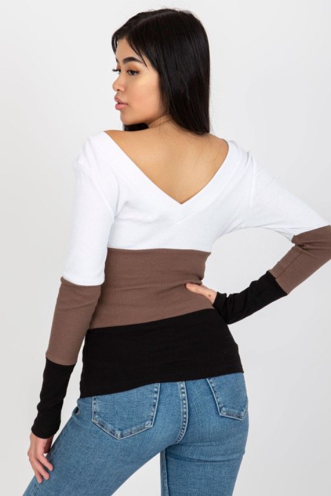 Bluzka Model RV-BZ-8429.35X White/Black - Rue Paris Bluzka Model RV-BZ-8429.35X White/Black - Rue Paris