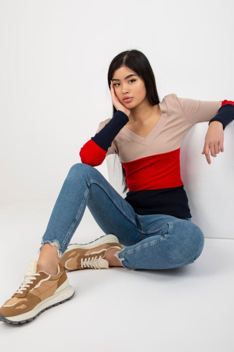 Bluzka Model RV-BZ-8429.41P Navy/Red - Rue Paris Bluzka Model RV-BZ-8429.41P Navy/Red - Rue Paris