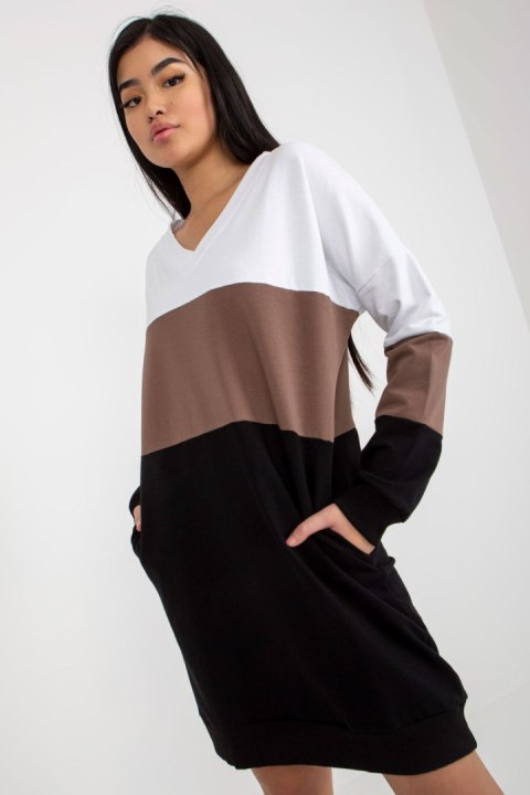 Sukienka Model RV-SK-8382.04 White/Black - Rue Paris Sukienka Model RV-SK-8382.04 White/Black - Rue Paris
