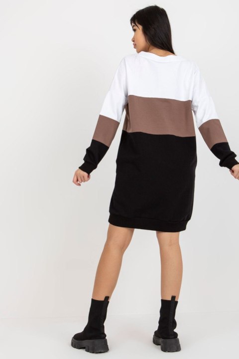 Sukienka Model RV-SK-8382.04 White/Black - Rue Paris Sukienka Model RV-SK-8382.04 White/Black - Rue Paris