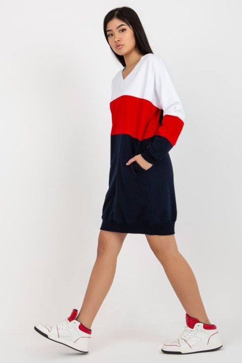 Sukienka Model RV-SK-8382.14X White/Navy - Rue Paris Sukienka Model RV-SK-8382.14X White/Navy - Rue Paris