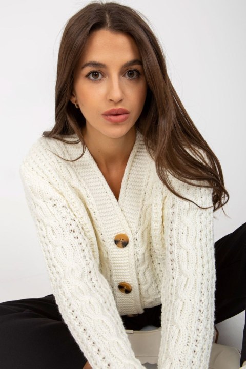 Sweter Kardigan Model LC-SW-8001.14P Ecru - Rue Paris Sweter Kardigan Model LC-SW-8001.14P Ecru - Rue Paris