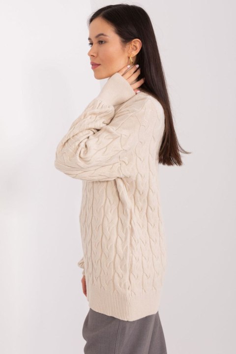 Golf Damski Model AT-SW-2348.07 Light Beige - AT Golf Damski Model AT-SW-2348.07 Light Beige - AT