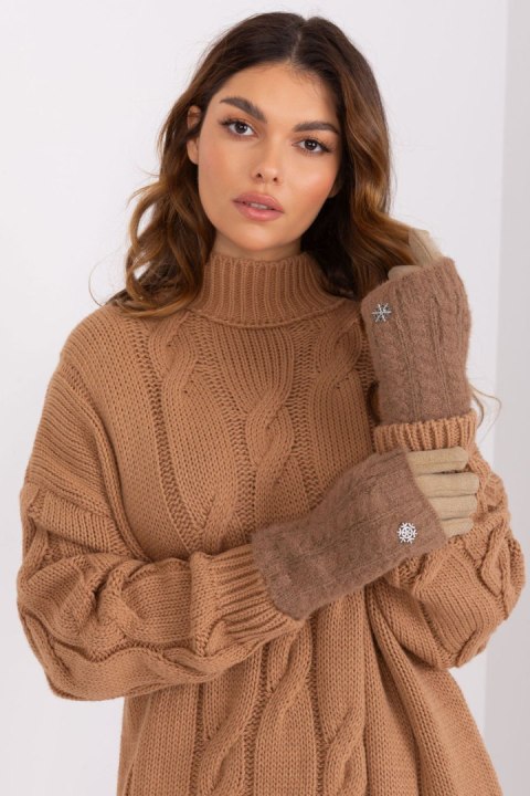 Rękawiczki Model AT-RK-231405.08X Dark Beige - AT Rękawiczki Model AT-RK-231405.08X Dark Beige - AT