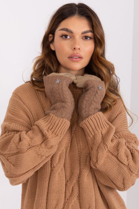 Rękawiczki Model AT-RK-231405.08X Dark Beige - AT Rękawiczki Model AT-RK-231405.08X Dark Beige - AT
