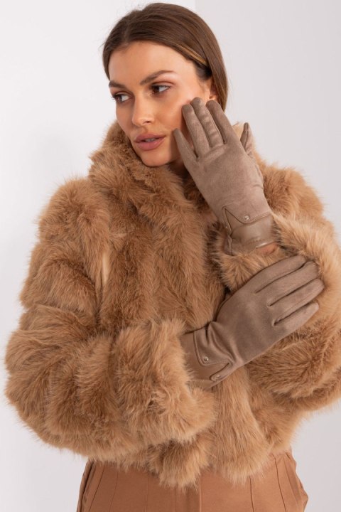 Rękawiczki Model AT-RK-239507.53P Dark Beige - AT Rękawiczki Model AT-RK-239507.53P Dark Beige - AT