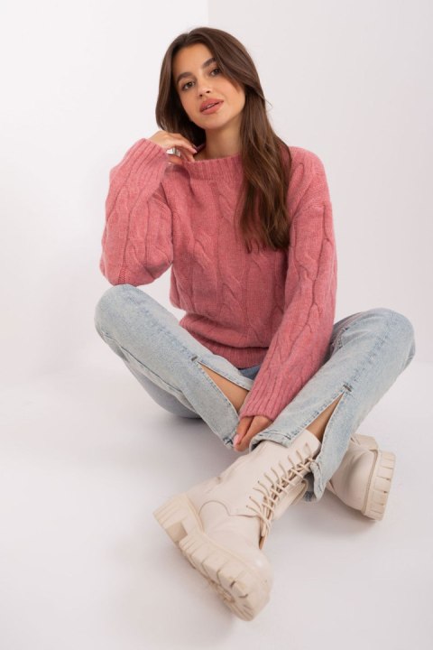 Sweter Damski Model AT-SW-0146.10P Pink - AT Sweter Damski Model AT-SW-0146.10P Pink - AT