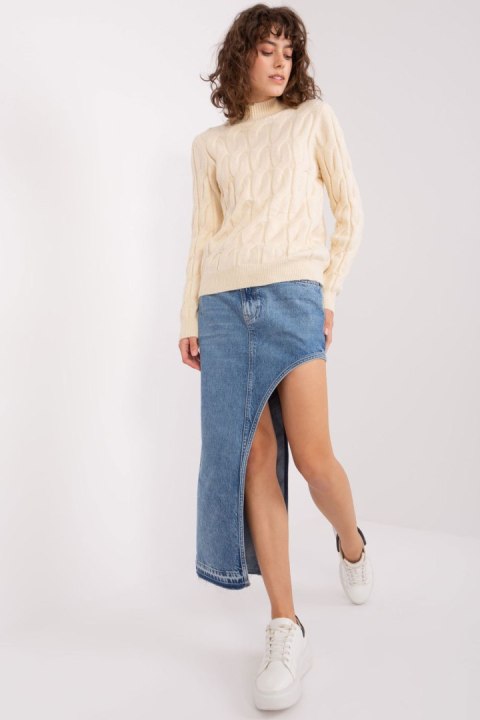 Sweter Damski Model AT-SW-2235.00P Light Beige - AT Sweter Damski Model AT-SW-2235.00P Light Beige - AT