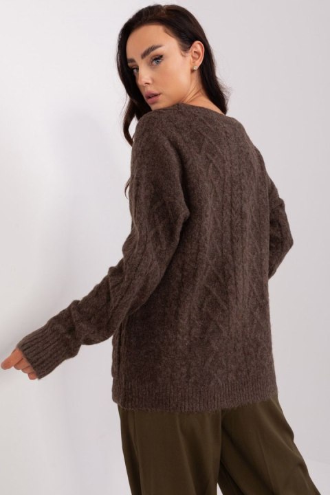 Sweter Damski Model AT-SW-2358.31 Brown - AT Sweter Damski Model AT-SW-2358.31 Brown - AT