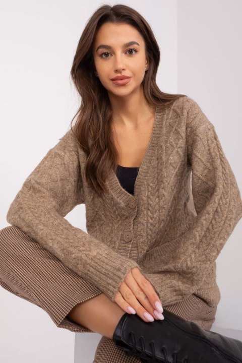 Sweter Damski Model AT-SW-2358.31 Dark Beige - AT Sweter Damski Model AT-SW-2358.31 Dark Beige - AT