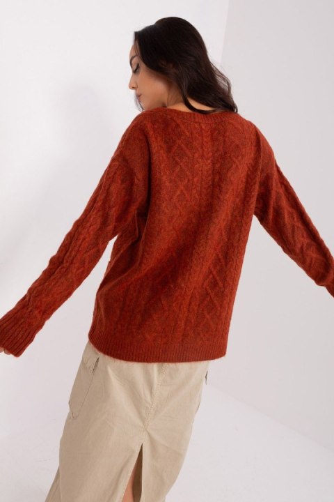 Sweter Damski Model AT-SW-2358.31 Dark Orange - AT Sweter Damski Model AT-SW-2358.31 Dark Orange - AT