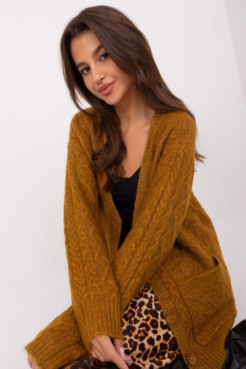 Sweter Damski Model AT-SW-2358.31 Dark Yellow - AT Sweter Damski Model AT-SW-2358.31 Dark Yellow - AT