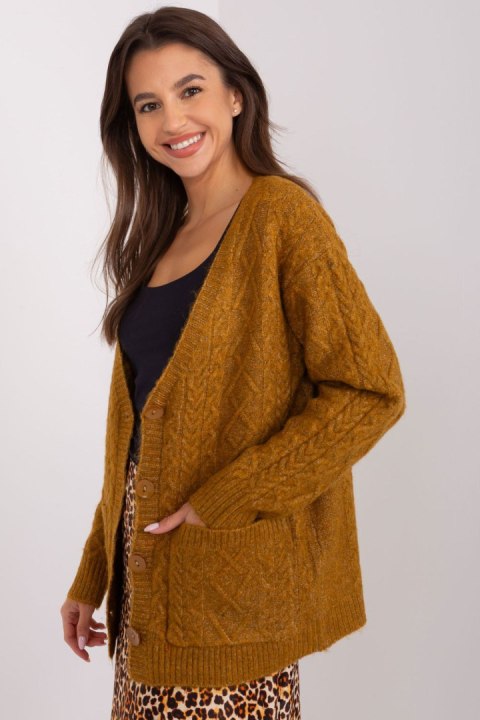 Sweter Damski Model AT-SW-2358.31 Dark Yellow - AT Sweter Damski Model AT-SW-2358.31 Dark Yellow - AT
