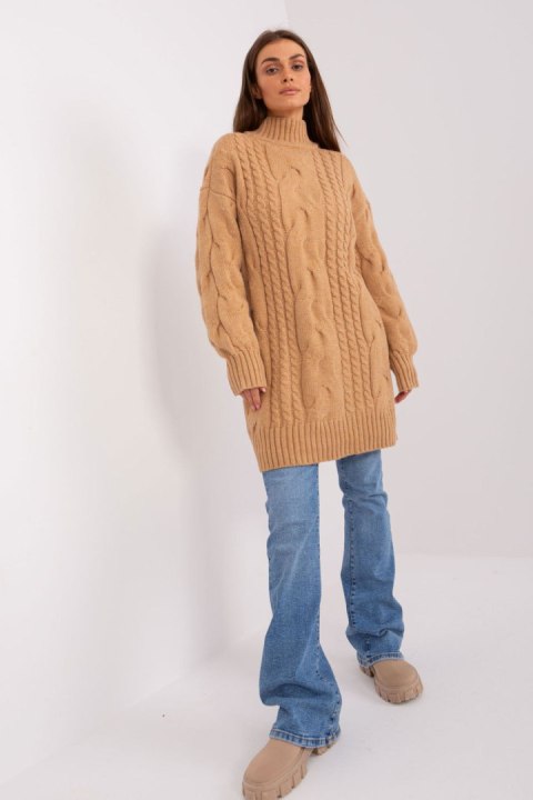 Sweter Damski Model AT-SW-2367-1.35P Camel - AT Sweter Damski Model AT-SW-2367-1.35P Camel - AT