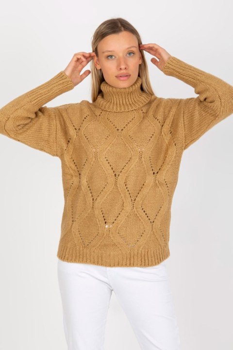 Sweter Damski Model LC-SW-3019.05P Camel - Rue Paris Sweter Damski Model LC-SW-3019.05P Camel - Rue Paris