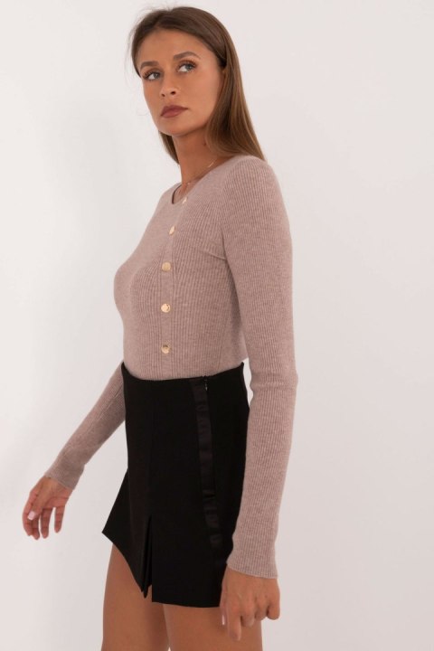 Sweter Damski Model AT-SW-2332-2.62 Dark Beige - AT Sweter Damski Model AT-SW-2332-2.62 Dark Beige - AT