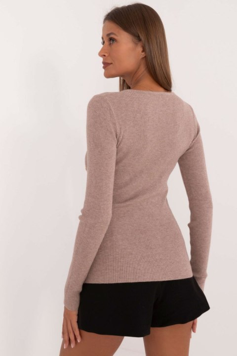 Sweter Damski Model AT-SW-2332-2.62 Dark Beige - AT Sweter Damski Model AT-SW-2332-2.62 Dark Beige - AT