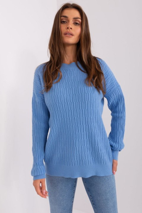 Sweter Damski Model AT-SW-2338.14P Blue - AT Sweter Damski Model AT-SW-2338.14P Blue - AT