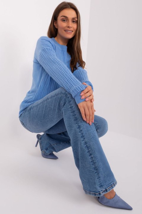 Sweter Damski Model AT-SW-2338.14P Blue - AT Sweter Damski Model AT-SW-2338.14P Blue - AT