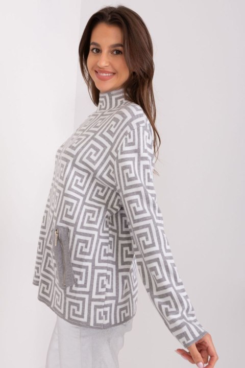 Sweter Damski Model AT-SW-2341.00P Grey - AT Sweter Damski Model AT-SW-2341.00P Grey - AT