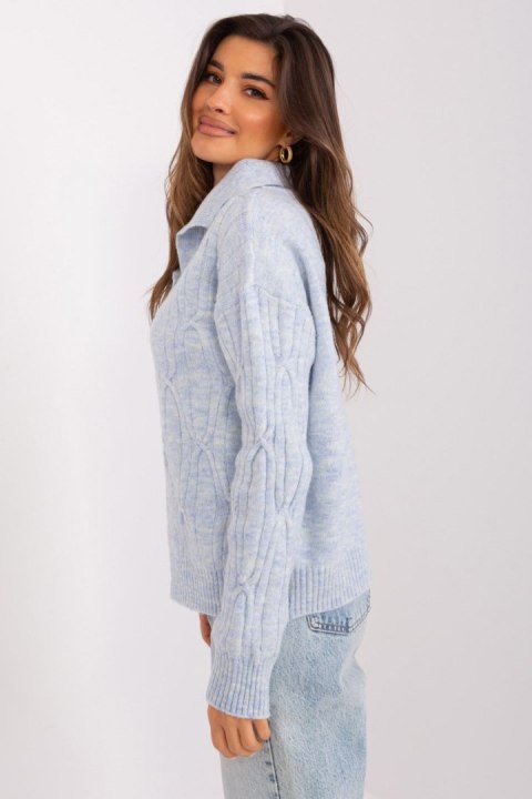 Sweter Damski Model AT-SW-2349-2.27 Light Blue - AT Sweter Damski Model AT-SW-2349-2.27 Light Blue - AT
