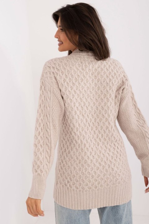 Sweter Damski Model AT-SW-23525.21 Beige - AT Sweter Damski Model AT-SW-23525.21 Beige - AT