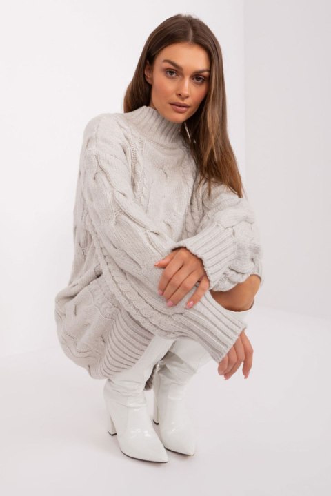 Sweter Damski Model AT-SW-2367-1.35P Light Beige - AT Sweter Damski Model AT-SW-2367-1.35P Light Beige - AT