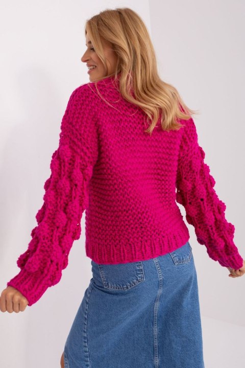 Sweter Damski Model AT-SW-2382.97P Fuksja - AT Sweter Damski Model AT-SW-2382.97P Fuksja - AT