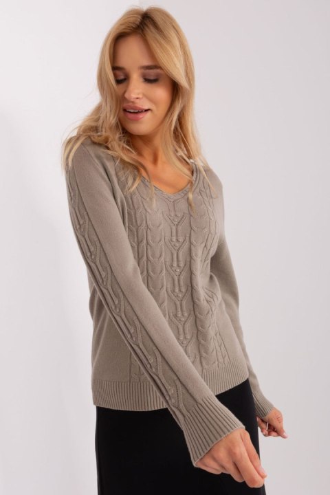 Sweter Damski Model AT-SW-2329.98P Dark Beige - AT Sweter Damski Model AT-SW-2329.98P Dark Beige - AT