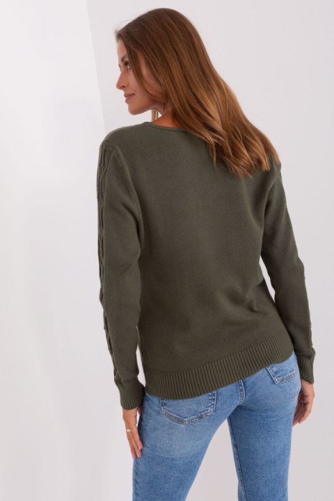 Sweter Damski Model AT-SW-2329.98P Khaki - AT Sweter Damski Model AT-SW-2329.98P Khaki - AT