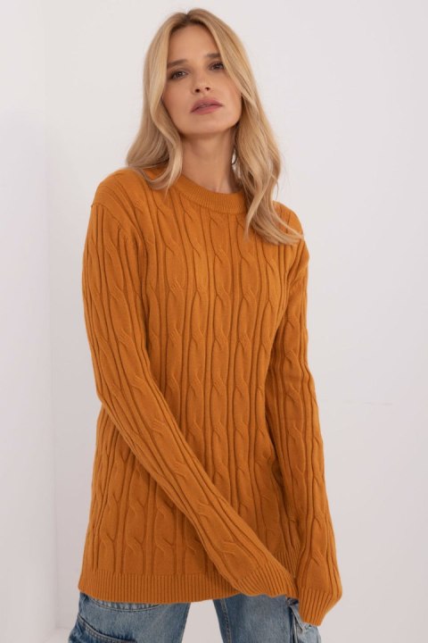 Sweter Damski Model AT-SW-2343.88 Dark Yellow - AT Sweter Damski Model AT-SW-2343.88 Dark Yellow - AT