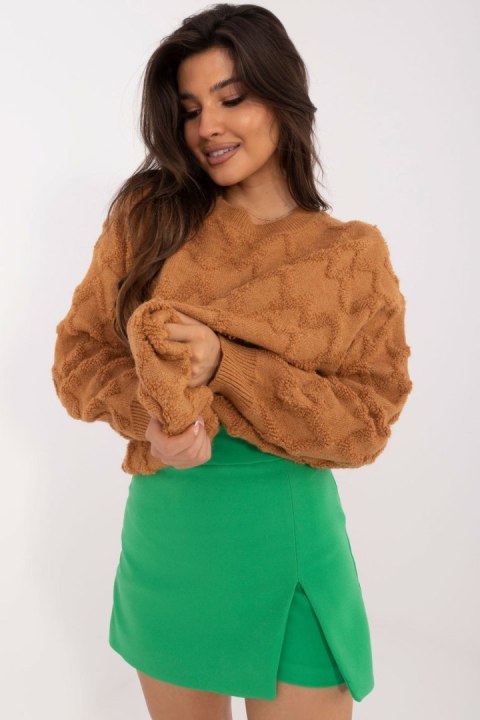 Sweter Damski Model AT-SW-2361.61 Light Brown - AT Sweter Damski Model AT-SW-2361.61 Light Brown - AT