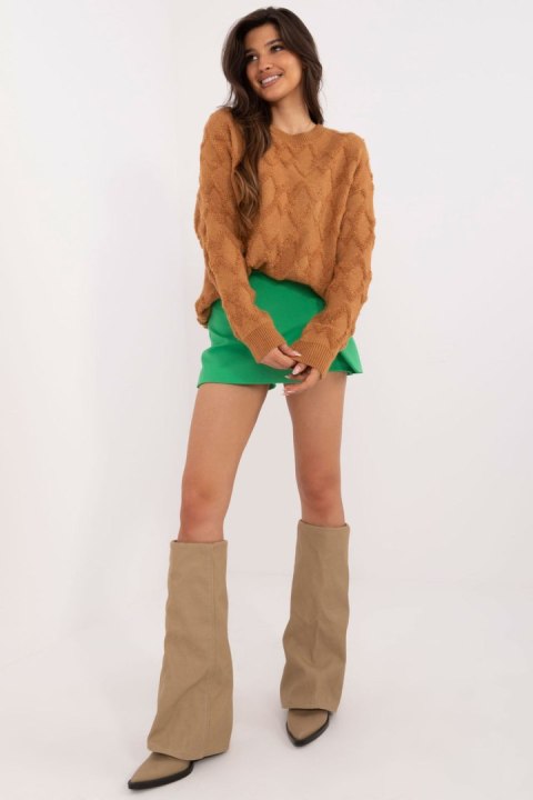 Sweter Damski Model AT-SW-2361.61 Light Brown - AT Sweter Damski Model AT-SW-2361.61 Light Brown - AT