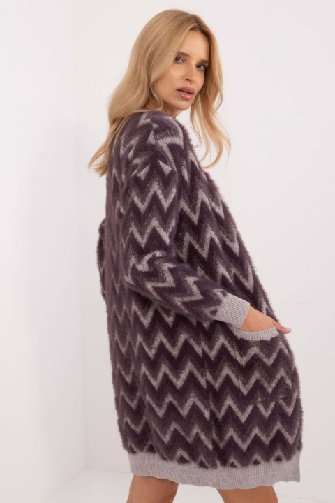 Sweter Kardigan Model AT-SW-2340-A.00 Dark Violet - AT Sweter Kardigan Model AT-SW-2340-A.00 Dark Violet - AT