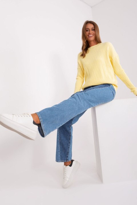Sweter Damski Model AT-SW-2338.14P Light Yellow - AT Sweter Damski Model AT-SW-2338.14P Light Yellow - AT