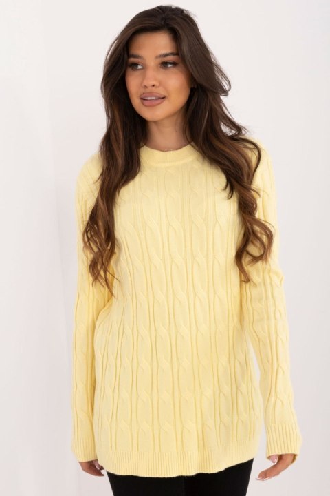 Sweter Damski Model AT-SW-2343.88 Light Yellow - AT Sweter Damski Model AT-SW-2343.88 Light Yellow - AT