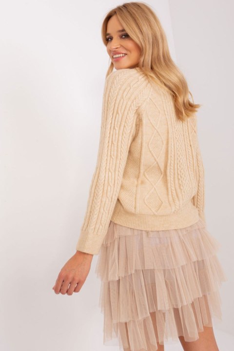Sweter Damski Model AT-SW-2346-2.99P Beige - AT Sweter Damski Model AT-SW-2346-2.99P Beige - AT