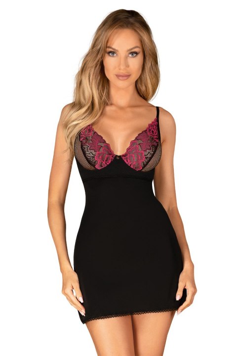 Komplet Model Rosenty Chemise Black/Pink - Obsessive Komplet Model Rosenty Chemise Black/Pink - Obsessive