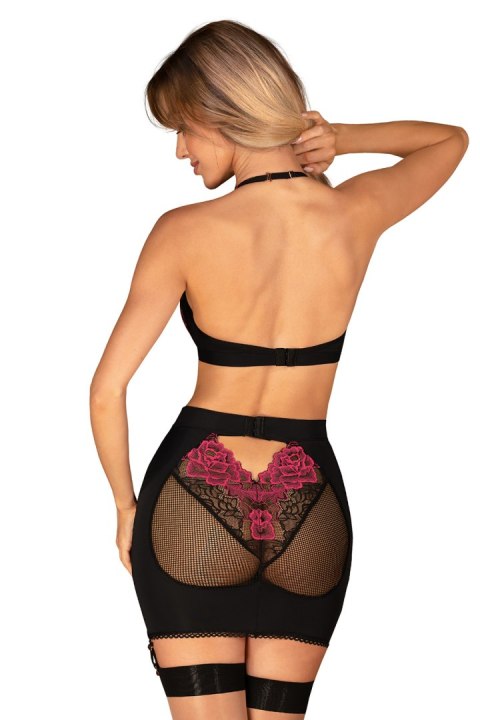 Komplet Model Rosenty Top Spódnica Black/Pink - Obsessive Komplet Model Rosenty Top Spódnica Black/Pink - Obsessive