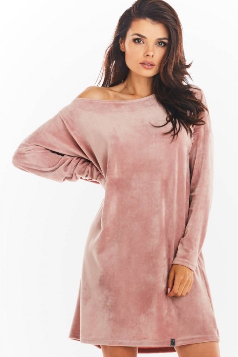 Sukienka Model A370 Pink Welur - awama Sukienka Model A370 Pink Welur - awama