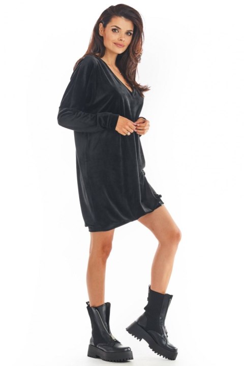 Sukienka Model A378 Black Welur - awama Sukienka Model A378 Black Welur - awama