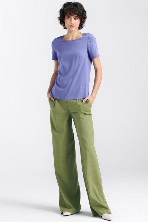 Spodnie lniane wide leg SD85 Green - Nife Spodnie lniane wide leg SD85 Green - Nife