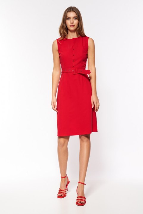Sukienka Czerwona elegancka sukienka bez rękawów S200 Red - Nife Sukienka Czerwona elegancka sukienka bez rękawów S200 Red - Nife