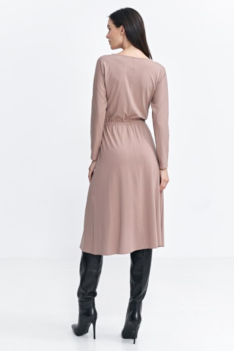 Sukienka z gumką w pasie S259 Beige - Nife Sukienka z gumką w pasie S259 Beige - Nife
