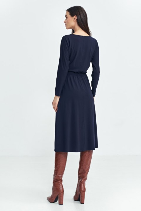 Sukienka z gumką w pasie S259 Navy - Nife Sukienka z gumką w pasie S259 Navy - Nife