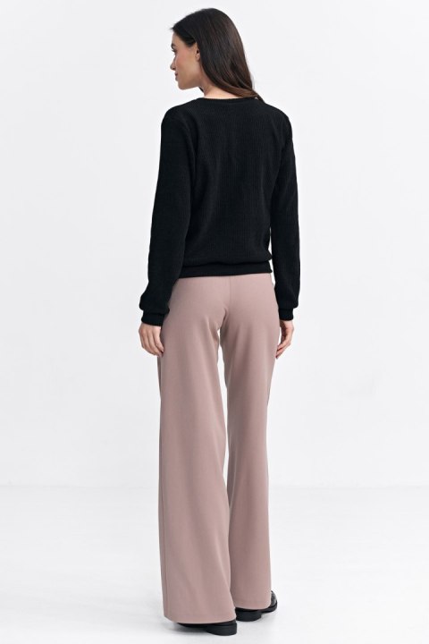 Bluza z dzianiny prążkowanej z długim rękawem BL08 Black - Nife Bluza z dzianiny prążkowanej z długim rękawem BL08 Black - Nife