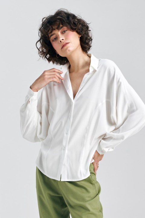 Bluzka oversize fason nietoperz B158 Ecru - Nife Bluzka oversize fason nietoperz B158 Ecru - Nife