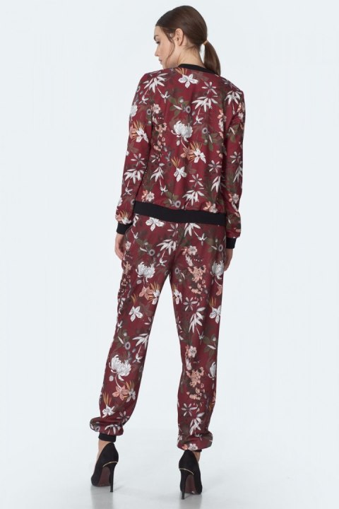 Bordowa bomberka w kwiaty BL01 Flowers/Bordo - Nife Bordowa bomberka w kwiaty BL01 Flowers/Bordo - Nife
